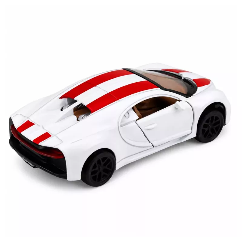 LEAN TOYS Car Metal Sports Car Lights Sounds Pull-Back Drive White 1:32