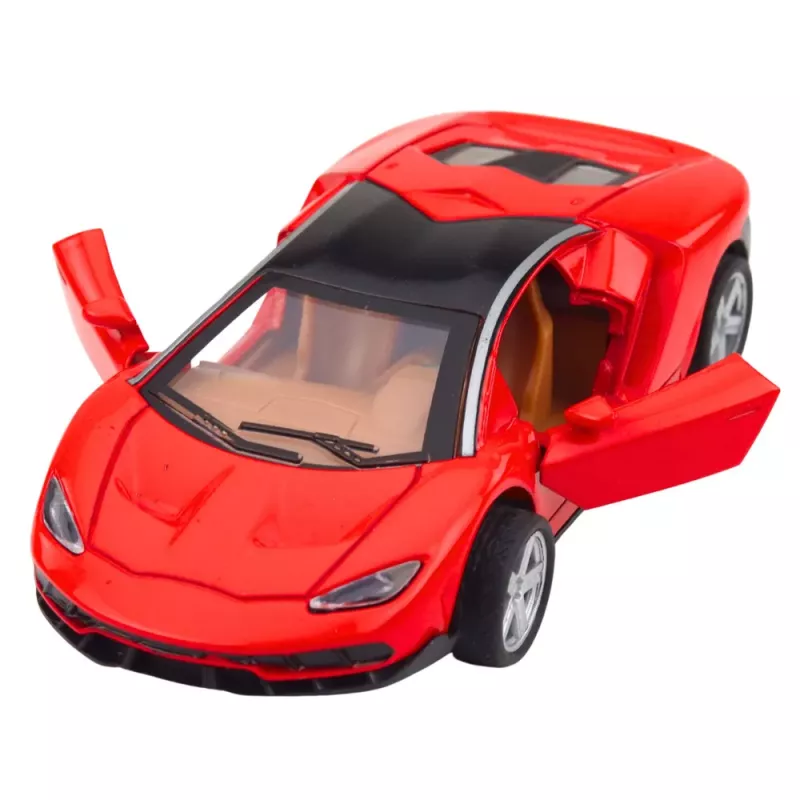 LEAN TOYS Sports Car Metal Opening Doors Lights Sounds Red 1:32