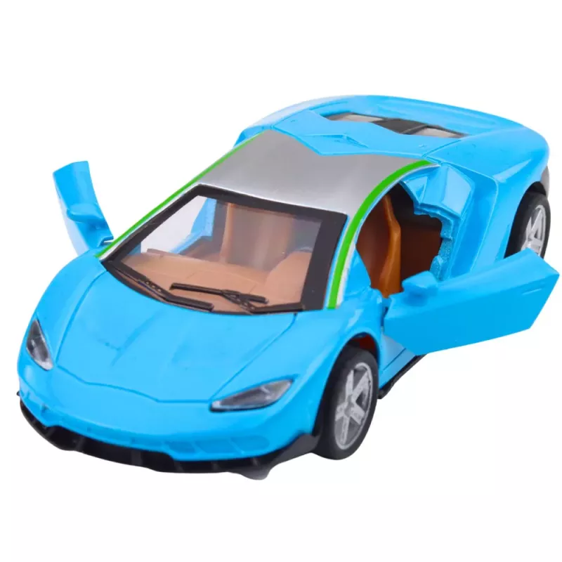 LEAN TOYS Sports Car Metal Drive Lights Sounds Blue 1:32