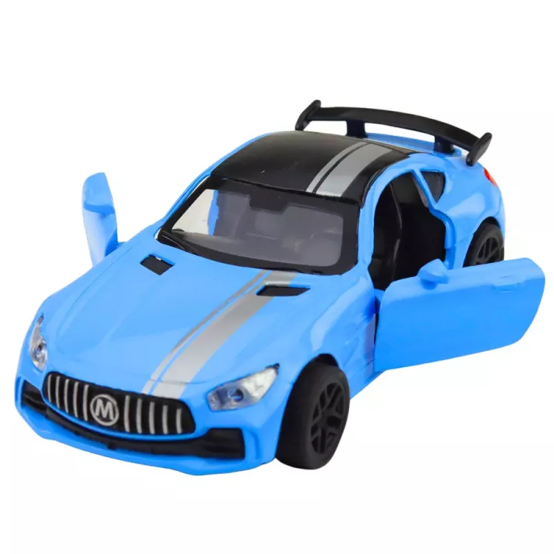 LEAN TOYS Sports Car Metal Opening Doors Lights Sounds Blue 1:32