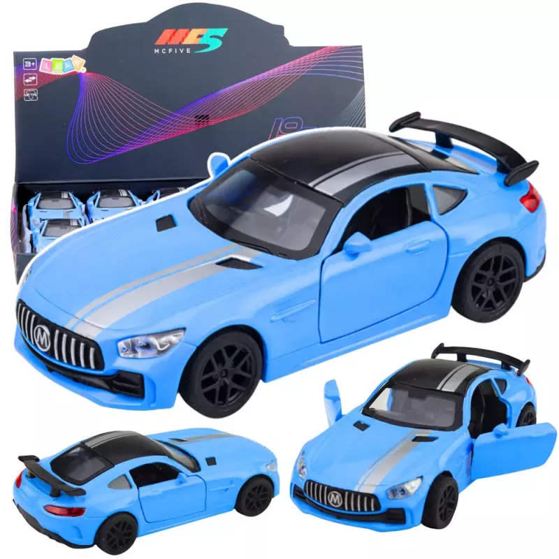 LEAN TOYS Sports Car Metal Opening Doors Lights Sounds Blue 1:32
