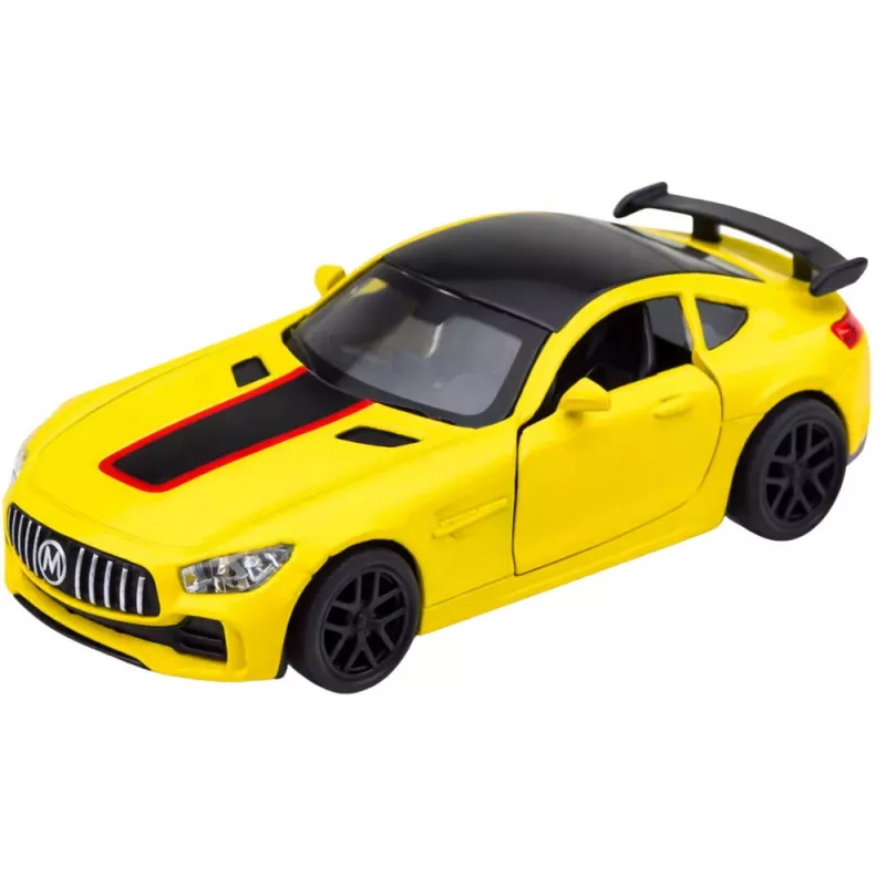 LEAN TOYS Sports Car Metal Opening Doors Lights Sounds Yellow 1:32