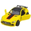 LEAN TOYS Sports Car Metal Opening Doors Lights Sounds Yellow 1:32
