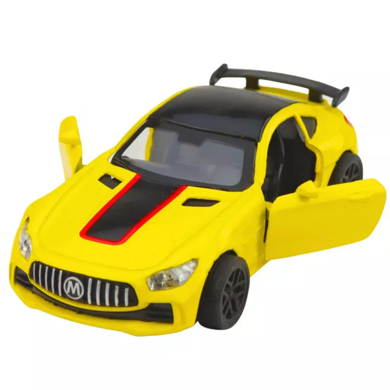 LEAN TOYS Sports Car Metal Opening Doors Lights Sounds Yellow 1:32