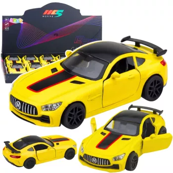 LEAN TOYS Sports Car Metal Opening Doors Lights Sounds Yellow 1:32