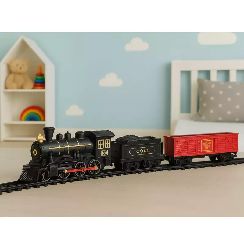 LEAN TOYS Electric Train Set Locomotive Wagons Tracks Lights Sounds