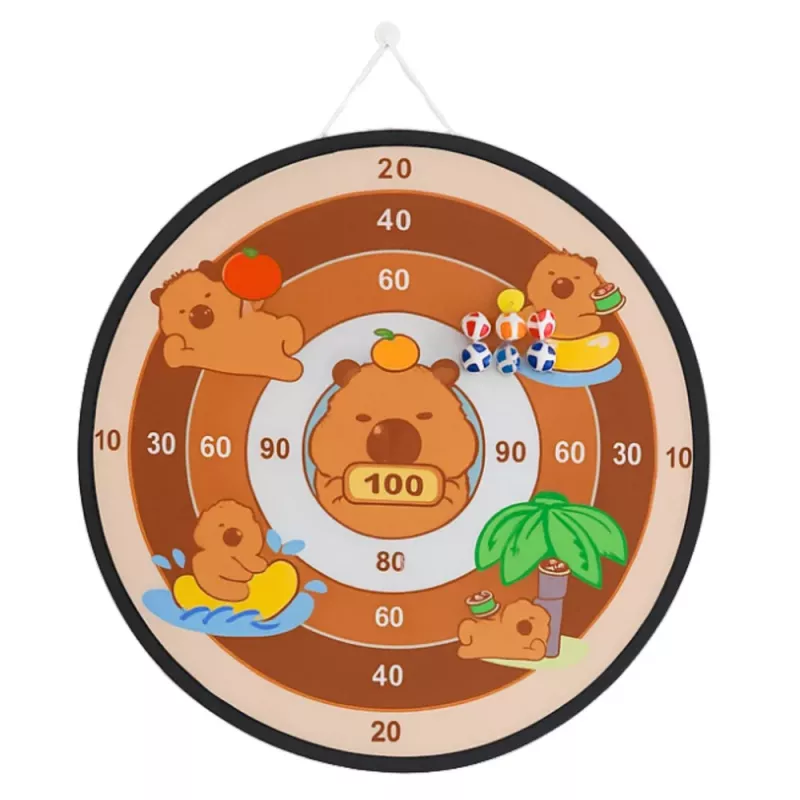 LEAN TOYS Capybara Dartboard Skill Game with Velcro Balls and Toy Guns 73.5 cm