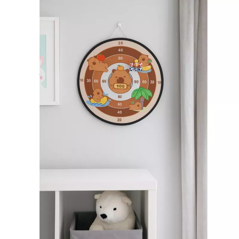 LEAN TOYS Capybara Dartboard Skill Game with Velcro Balls and Toy Guns 73.5 cm
