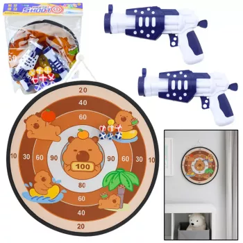 LEAN TOYS Capybara Dartboard Skill Game with Velcro Balls and Toy Guns 73.5 cm