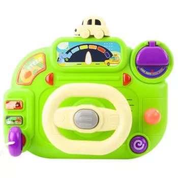 LEAN TOYS Interactive Steering Wheel For Kids Driving Simulator Lights Sounds Green