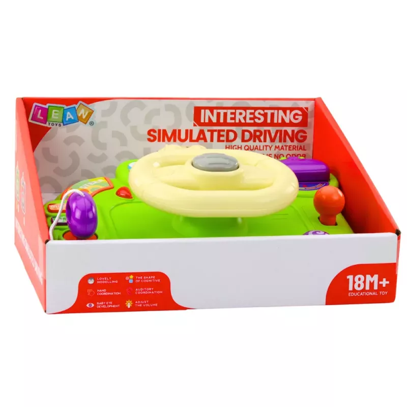 LEAN TOYS Interactive Steering Wheel For Kids Driving Simulator Lights Sounds Green