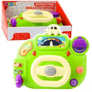 LEAN TOYS Interactive Steering Wheel For Kids Driving Simulator Lights Sounds Green