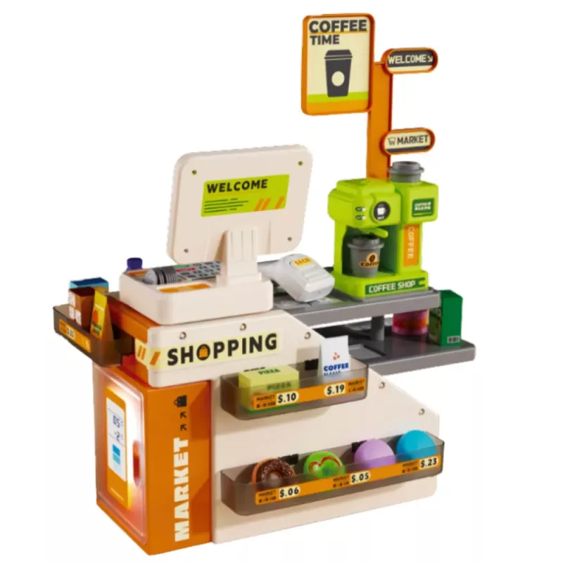 LEAN TOYS Cash Register Shop Cafe Accessories Lights Sounds 70 pcs.