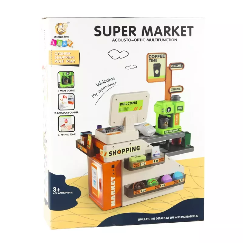 LEAN TOYS Cash Register Shop Cafe Accessories Lights Sounds 70 pcs.