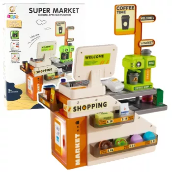LEAN TOYS Cash Register Shop Cafe Accessories Lights Sounds 70 pcs.