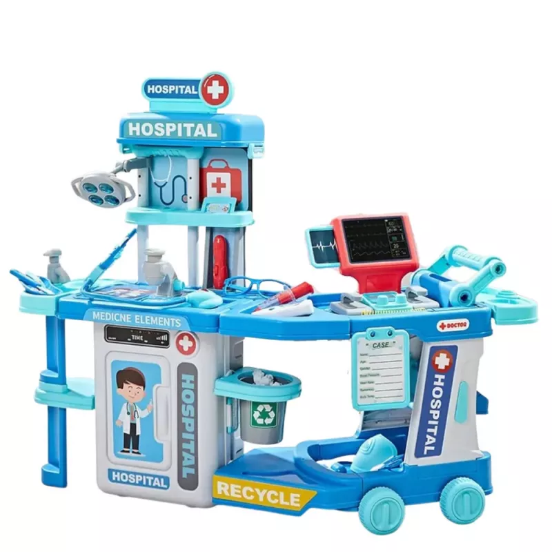 LEAN TOYS Doctor's Hospital Set in a Suitcase 2 in 1 Lights Sounds Accessories