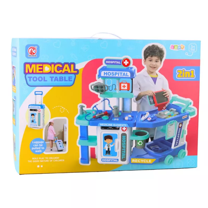 LEAN TOYS Doctor's Hospital Set in a Suitcase 2 in 1 Lights Sounds Accessories