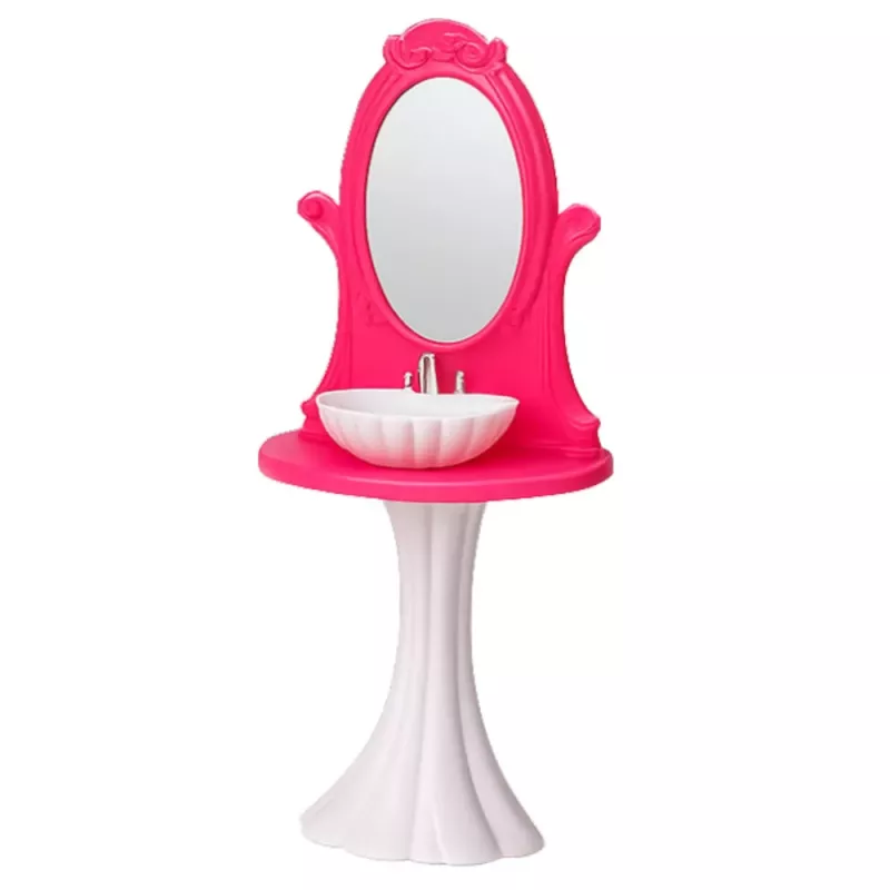 LEAN TOYS Doll's Bathroom Set: Bathtub, Toilet, Washbasin with Mirror
