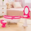 LEAN TOYS Doll's Bathroom Set: Bathtub, Toilet, Washbasin with Mirror