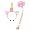 LEAN TOYS Set of Unicorn Headband with Braid and Pastel Bow