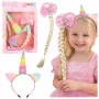 LEAN TOYS Set of Unicorn Headband with Braid and Pastel Bow