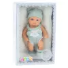 LEAN TOYS Baby Doll with Blanket, White and Gray Outfit, Hat, 18 cm