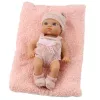 LEAN TOYS Baby Doll with Blanket, White and Pink Clothes, Hat, 18 cm