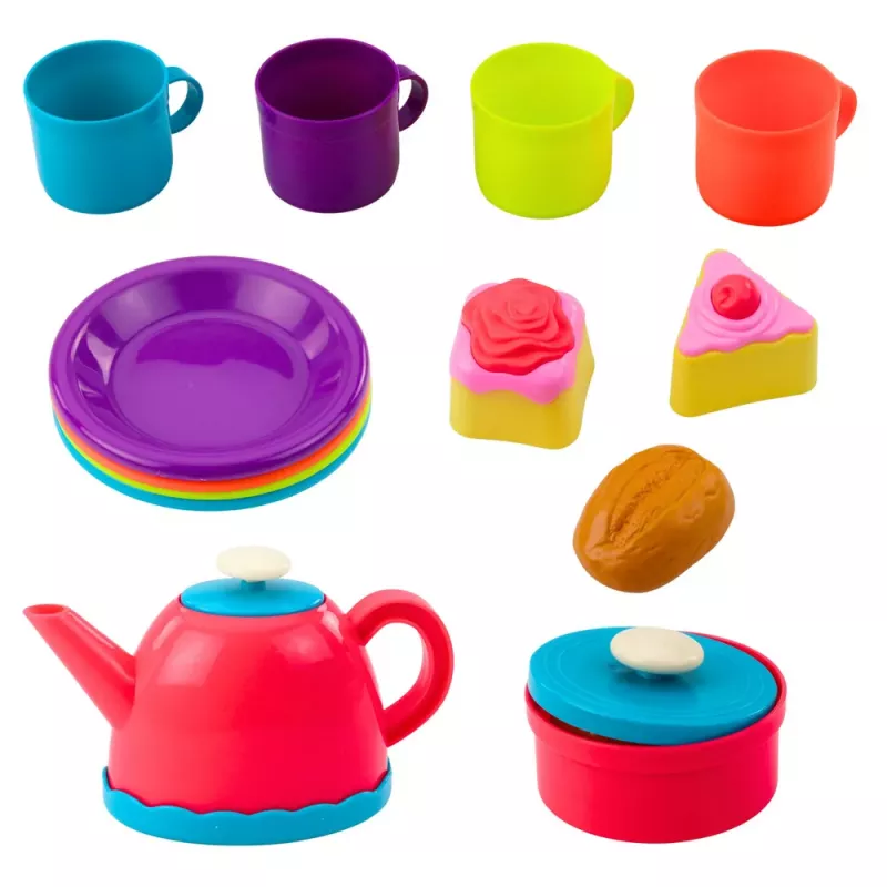 LEAN TOYS Tea Set in a Basket Cups Plates Sweets 23 pcs.
