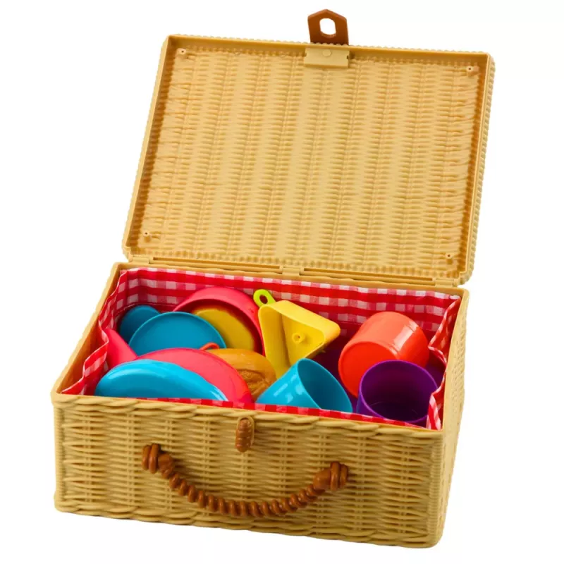 LEAN TOYS Tea Set in a Basket Cups Plates Sweets 23 pcs.