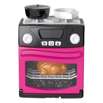 LEAN TOYS Play Kitchen with Oven, Food, Lights, Sounds, Pink
