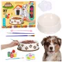 LEAN TOYS Creative Set Dog Bowl For Painting Paints Brushes DIY 6 pcs