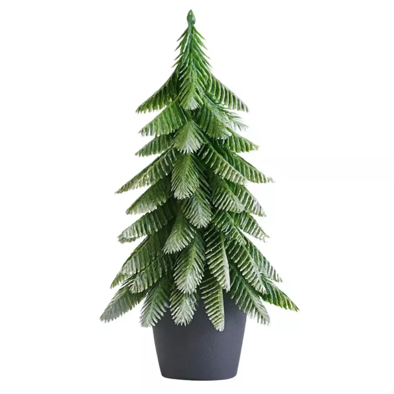 LEAN Artificial Decorative Christmas Tree in a Pot, Silver Finish, 22x10cm