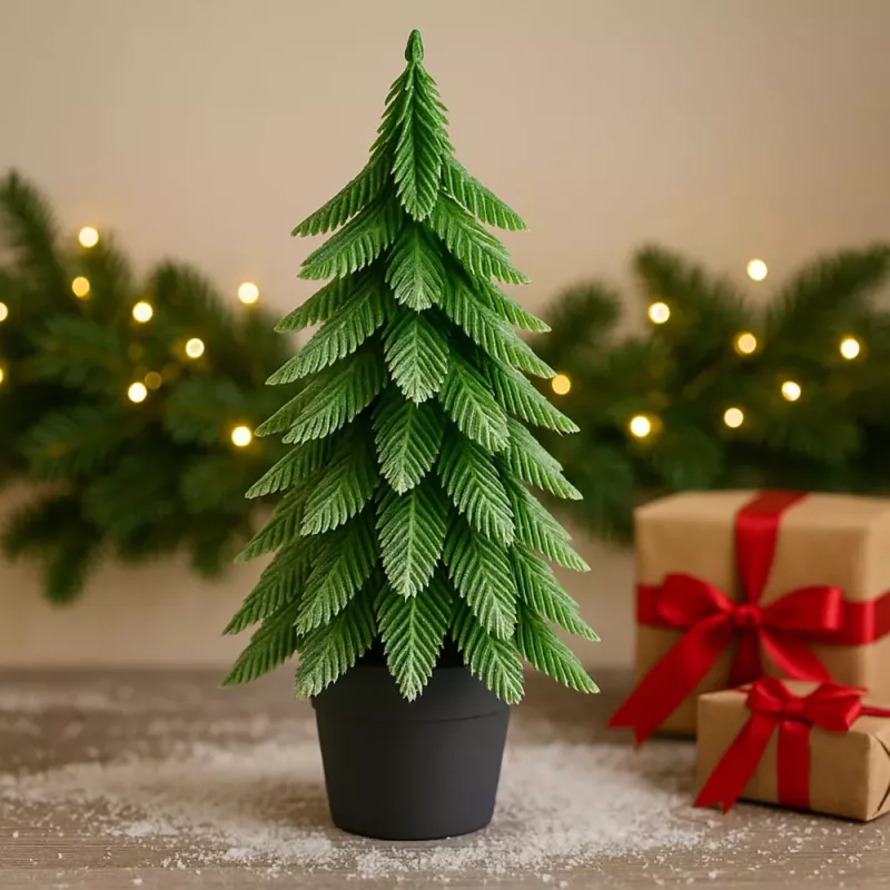 LEAN Artificial Decorative Christmas Tree in a Pot, Silver Finish, 22x10cm
