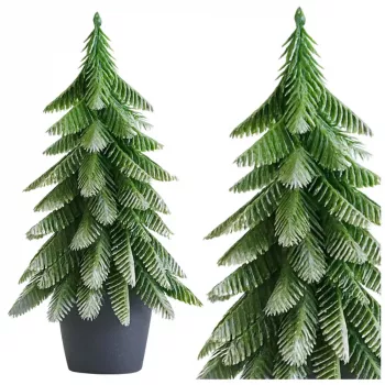 LEAN Artificial Decorative Christmas Tree in a Pot, Silver Finish, 22x10cm