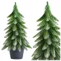 LEAN Artificial Decorative Christmas Tree in a Pot, Silver Finish, 22x10cm