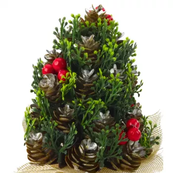 LEAN Artificial Decorative Christmas Tree Cones Red Rowan Decorations 17x10cm