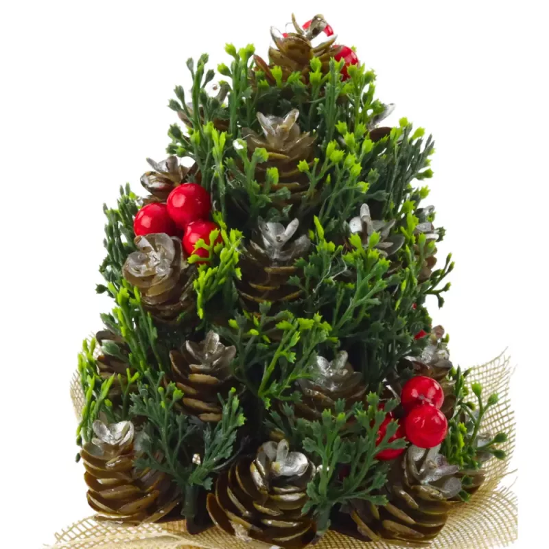 LEAN Artificial Decorative Christmas Tree Cones Red Rowan Decorations 17x10cm