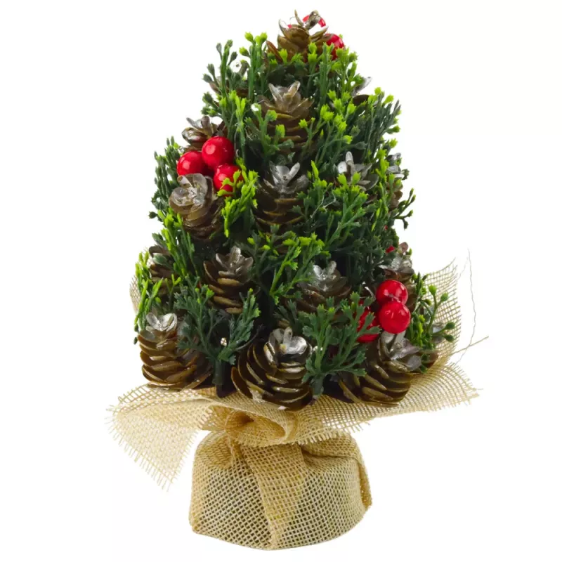 LEAN Artificial Decorative Christmas Tree Cones Red Rowan Decorations 17x10cm