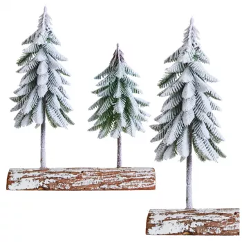 LEAN Christmas Tree Composition Decoration on a Trunk Covered with Snow 34 x 28 cm