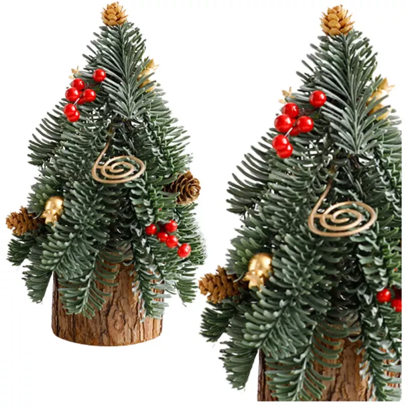 LEAN Decorative Christmas Tree on a Trunk Red Rowan Cones 26 x 12 cm