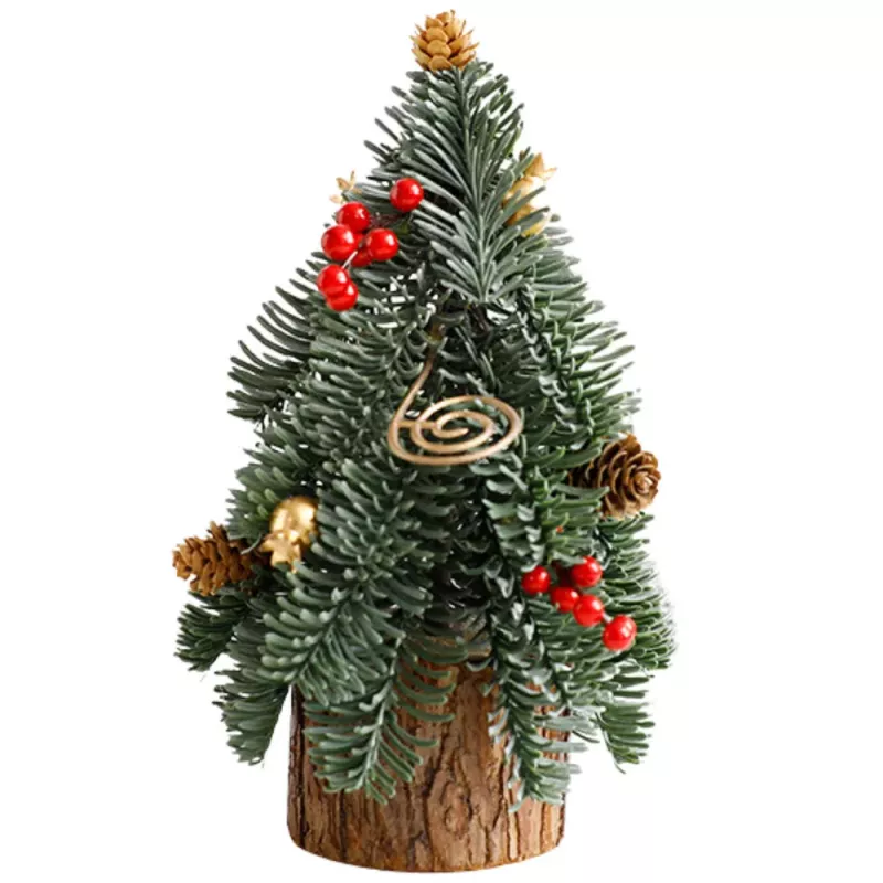 LEAN Decorative Christmas Tree on a Trunk Red Rowan Cones 38 x 15 cm