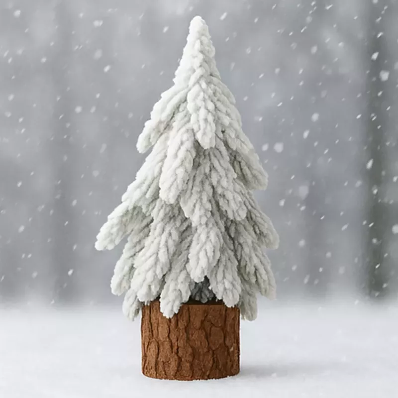 LEAN Decorative Artificial Christmas Tree on a Trunk Covered with Snow 30 x 10 cm