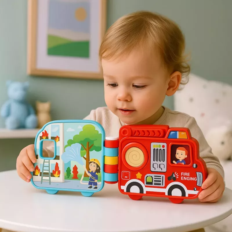 LEAN TOYS Interactive Educational Book Vehicles Lights Sounds Moving Elements