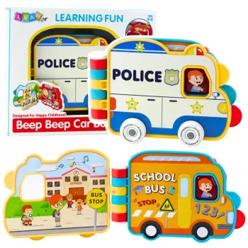 LEAN TOYS Interactive Educational Book Vehicles Lights Sounds Moving Elements