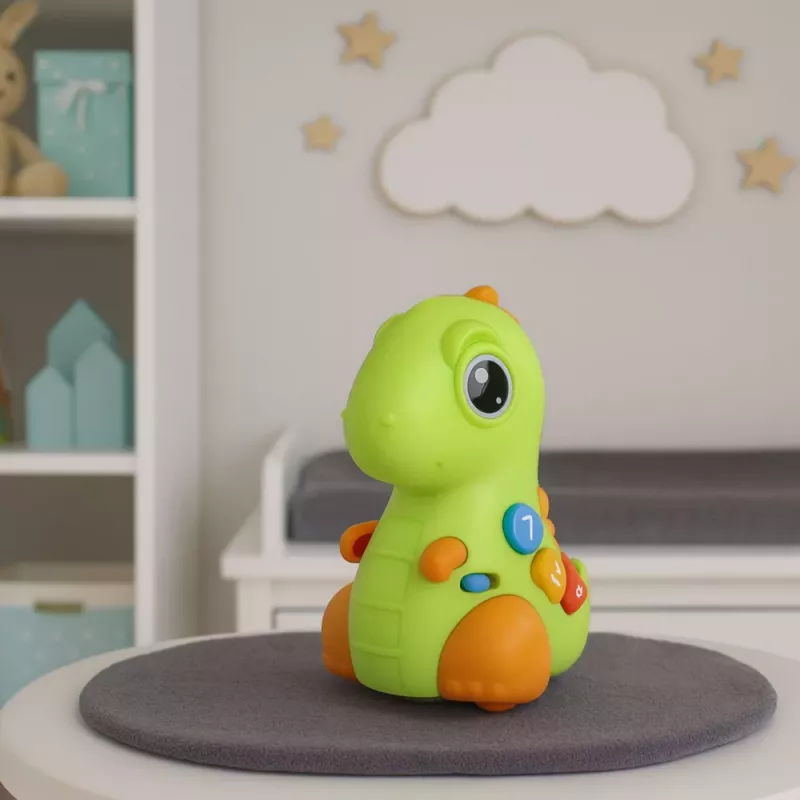 LEAN TOYS Interactive Toy for Toddlers Dinosaur on Wheels Lights and Sounds