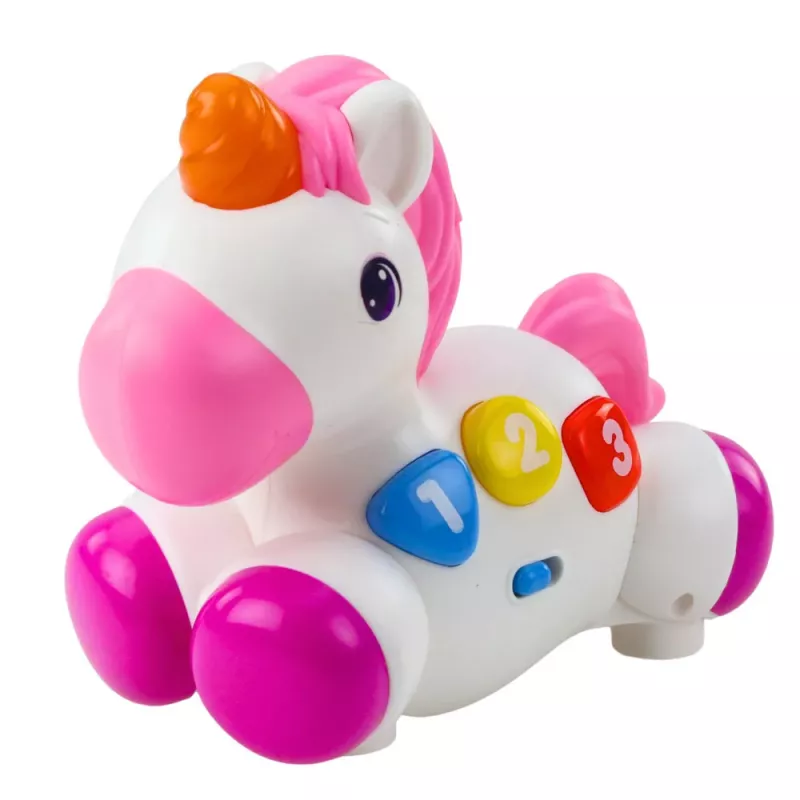 LEAN TOYS Interactive Toy for Toddlers Unicorn on Wheels Lights and Sounds