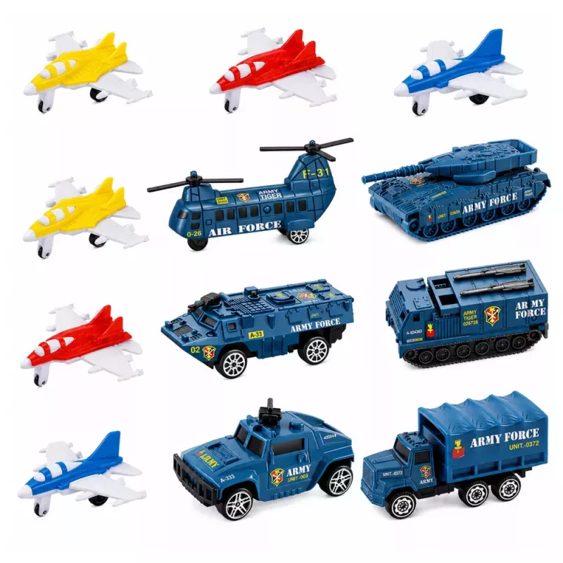 LEAN TOYS Military Set Aircraft Carrier Military Base Fighters Vehicles Lights Sound