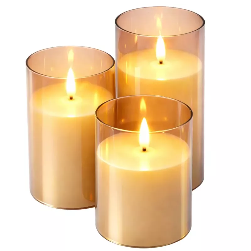 LEAN Set of LED Electric Candles with Remote Control, Warm White, 3 pcs.