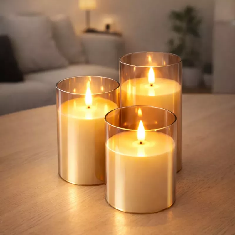 LEAN Set of LED Electric Candles with Remote Control, Warm White, 3 pcs.