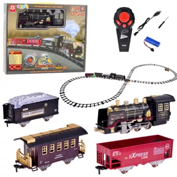 LEAN TOYS Remote Controlled Train Locomotive RC Lights Sounds Smoke 22 pcs.